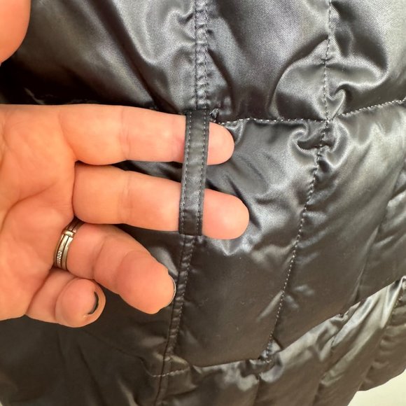 LANDS' END gray metallic down puffer coat with shawl high collar size S - Picture 11 of 11